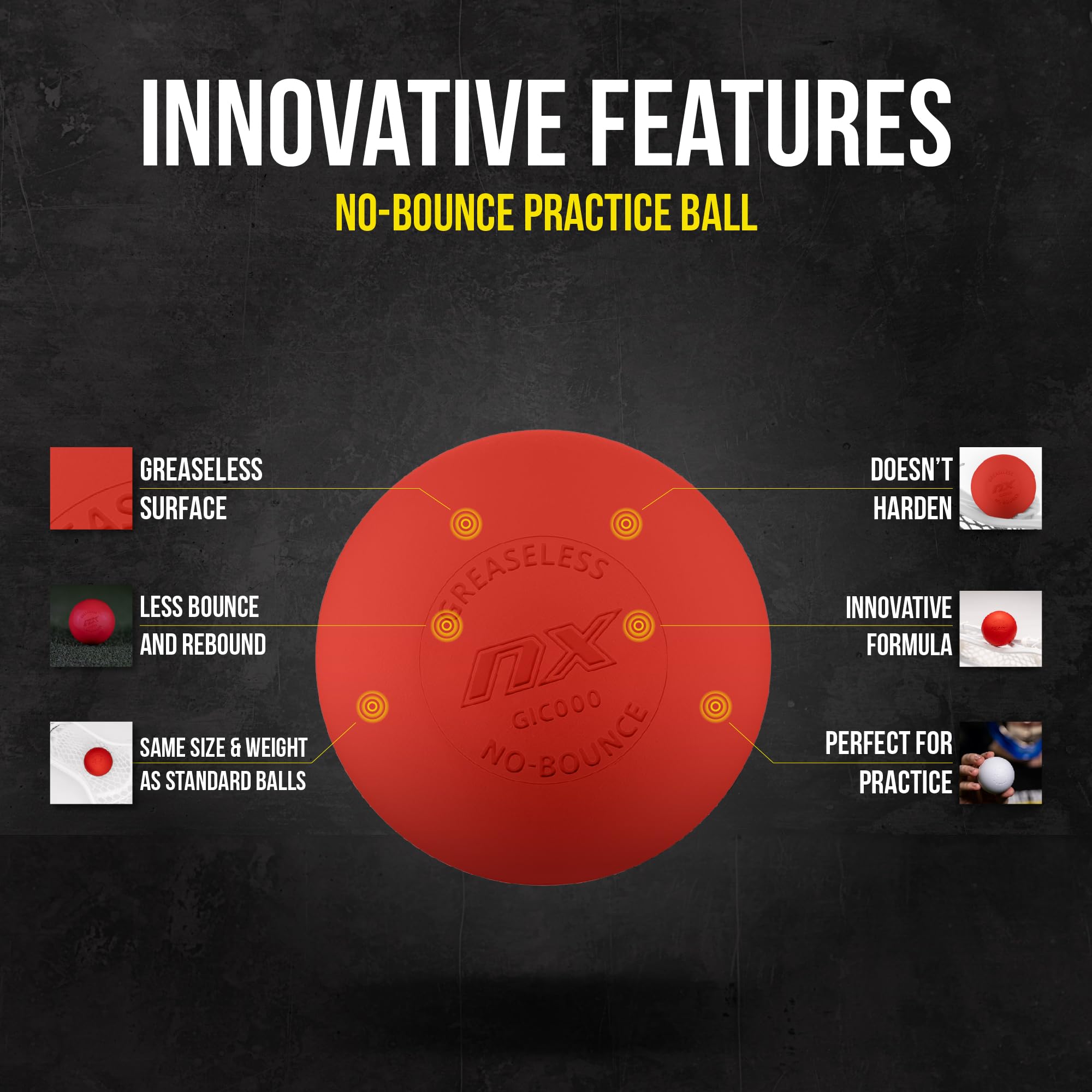 PEARL NX fettfreie Lacrosse-Bälle von Guardian Innovations (10 Stück) – langlebig, federfrei, perfekt für Indoor-Spielen und Üben – Rot