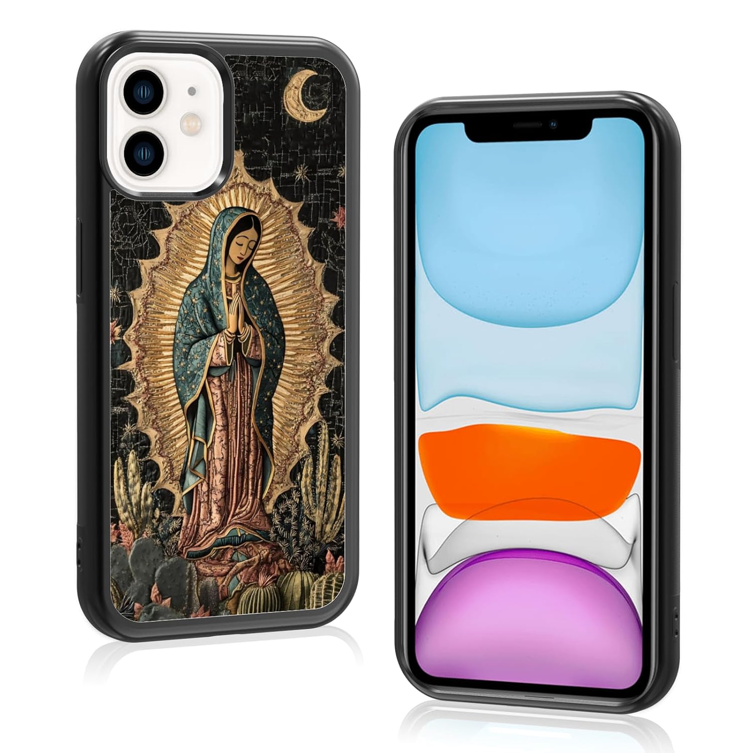Our Lady of Guadalupe Virgin Mary Cactus Pattern Aesthetic Phone Case