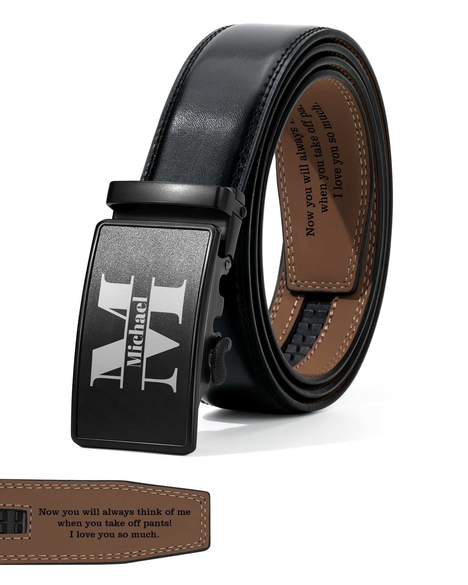 UNIGIFTIME Personalized Belt for Men, Custom Leather Belts with Names, Personalized Engraved Gifts for Fathers Day
