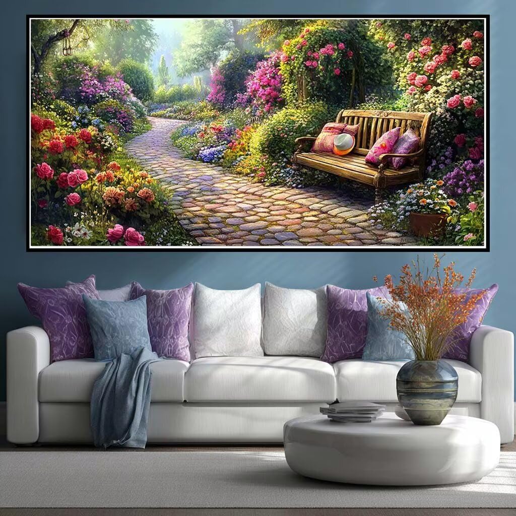 Diamond Painting Kits for Adults Large, 5D DIY Garden Diamond Art Kits Adults Large Dimond Art Landscape Crystal Cross Stitch Rhinestone Embroidery Kit Gem Arts Crafts 160x80cm/63x31.5 Inch (WL515)