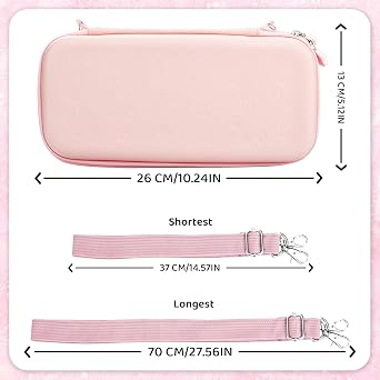RHOTALL Cute Sakura Carrying Case Set for Nintendo Switch OLED,Pink Flower Accessories Bundle for Switch OLED with Hard Case, Screen Protector, 4 Thumb Caps, Wrist Band and Shoulder Strap