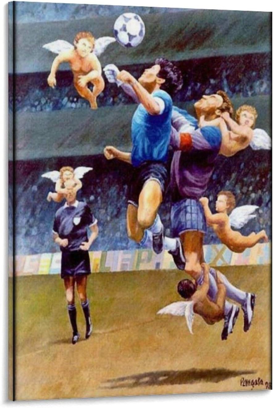 KEMS Maradona Cherub And Maradona Poster Decorative Painting Canvas Wall Art Living Room Posters Bedroom Painting 12x18inch(30x45cm)