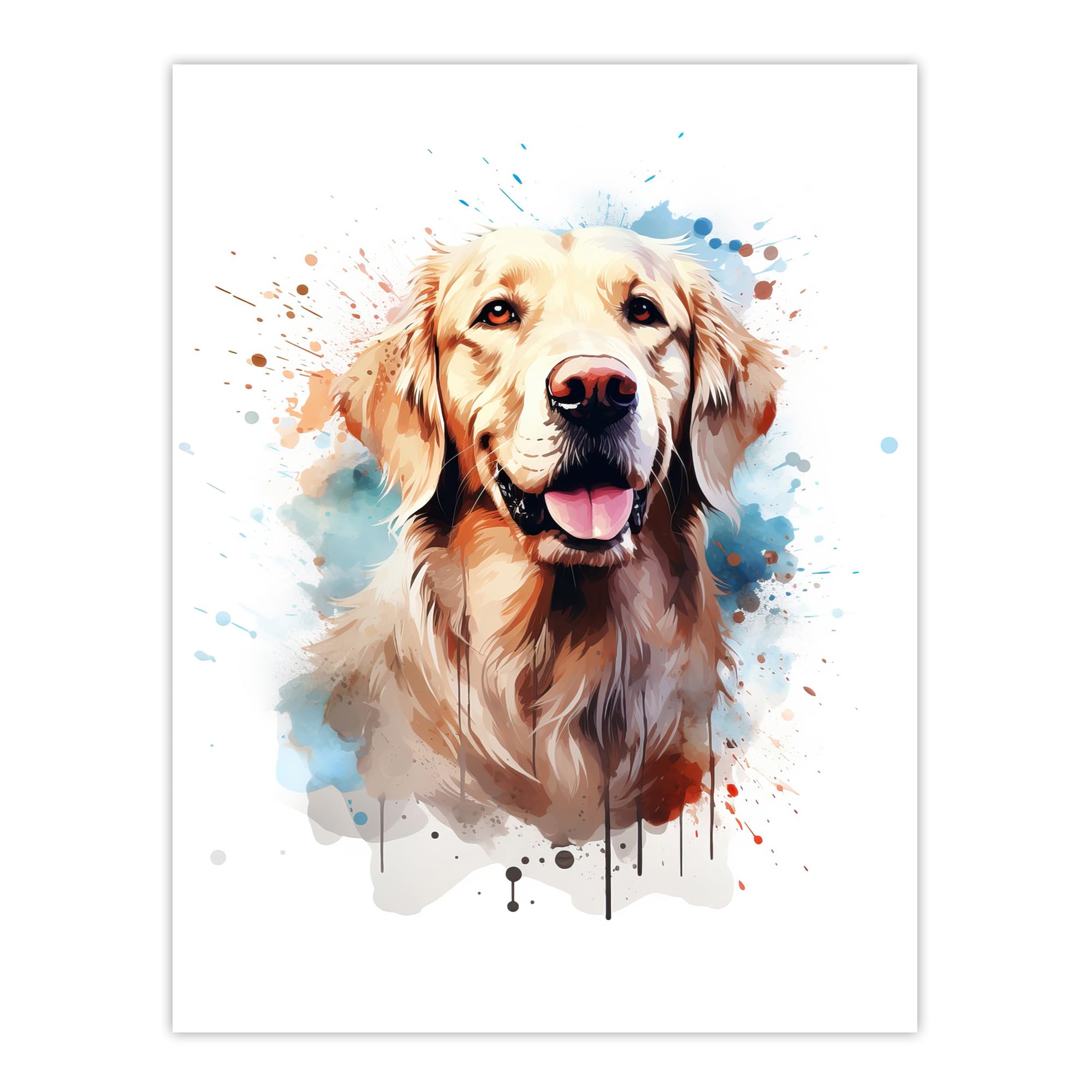 Artery8 Cream Golden Retriever Lovers Gift Watercolour Pet Portrait Painting Artwork Large Wall Art Poster Print Thick Paper 18X24 Inch