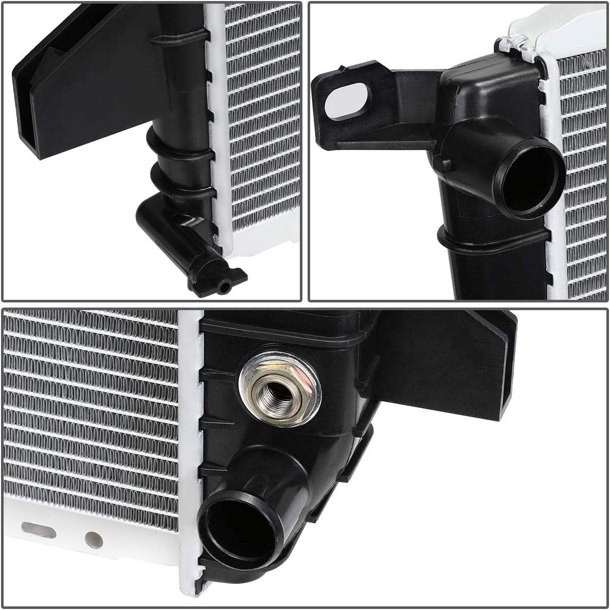 DNA Motoring OEM-RA-1726 OE Style Aluminum Core Radiator DPI 1726 Compatible with 95-97 Mazda B2300 / F100 Ranger, 18" W X 18-3/8" H X 1" D, 1-1/2" Inlet, 1-5/8" Outlet