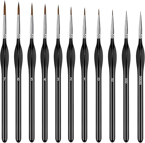 Miniatura 8 de Pinceles en miniatura, 12 pinceles de modelo, juego de pinceles de pintura con microdetalles, pinceles pequeños para manualidades, detalles finos