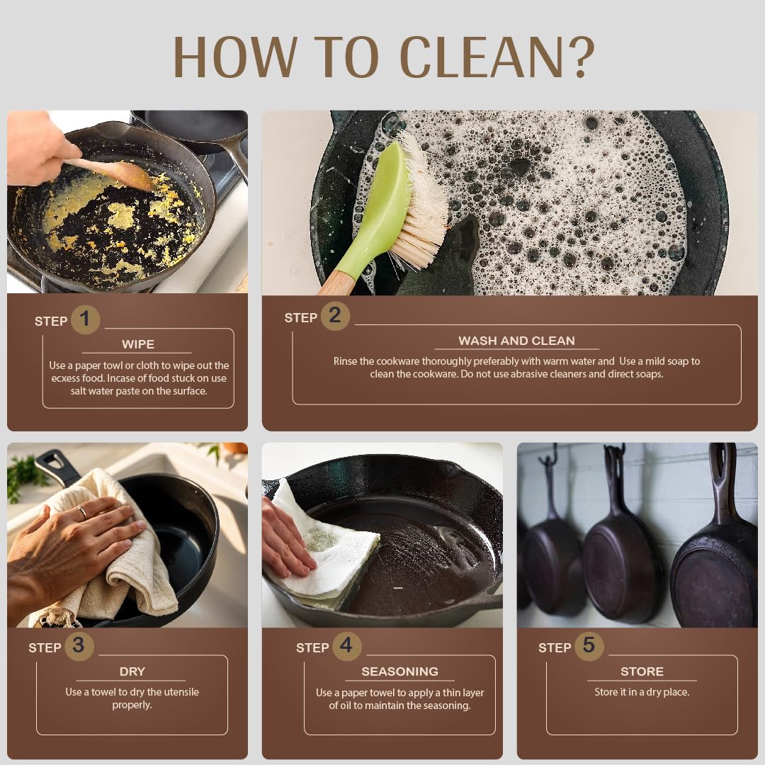 Arth The 7-Pits Pre-Seasoned Cast Iron Paniyaram Pan, 100% Natural and Toxic Free | 7 Pits - 22cms Diameter | NNaturally Non Stick and Long Lasting 4
