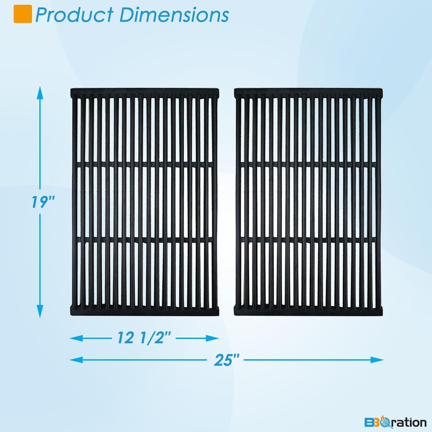 19" x 12 1/2" Cooking Grid for Brinkmann 810-2310-0, 810-2310-1, Cast Iron Cooking Grates for Charbroil Grill Grates Brinkmann Grill Replacement Parts for Charmglow