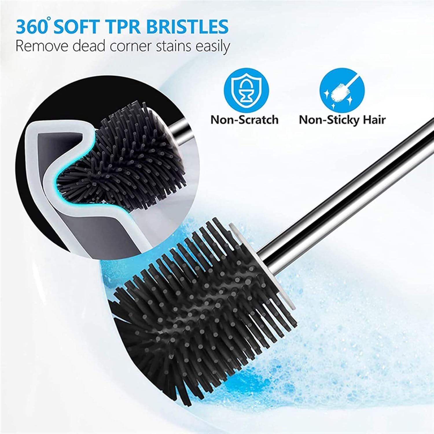 Toilet Bowl Brush and Holder Toilet Cleaning Tool Bathroom Accessories Set for Bathroom Cleaning and Storage Plunger