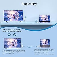 Vista 3 de Transmisor y receptor HDMI inalámbricos, kit de extensor HDMI inalámbrico de 98 pies/98.4 ft, adaptador de pantalla de 1080P a 60 Hz para transmitir