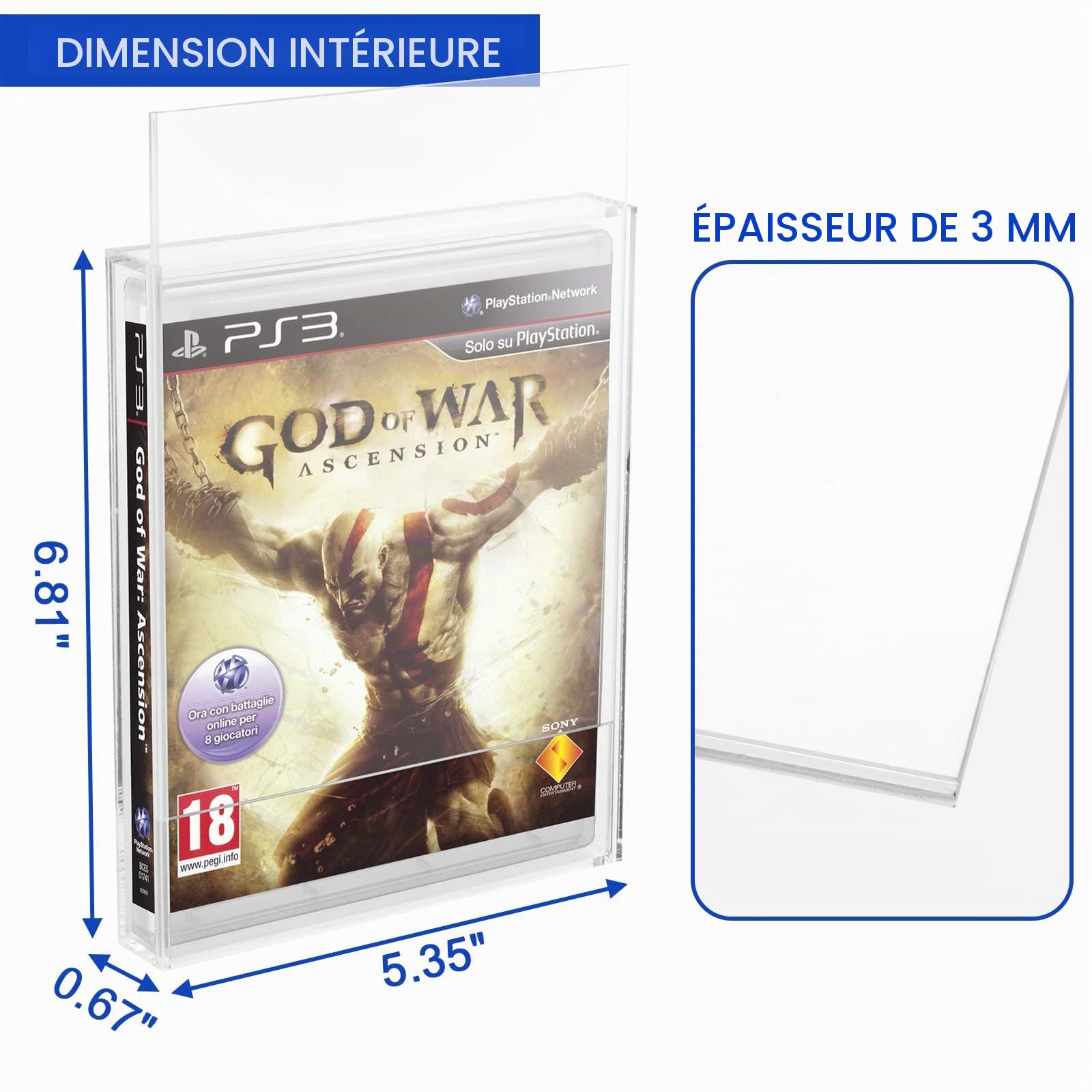 Coque de Protection en Acrylique Transparent pour boîte de Jeux vidéo PS3, PS4, PS5 et Xbox One, 3 mm d'épaisseur, Support de Rangement Mural résistant à la poussière (Lot de 1)