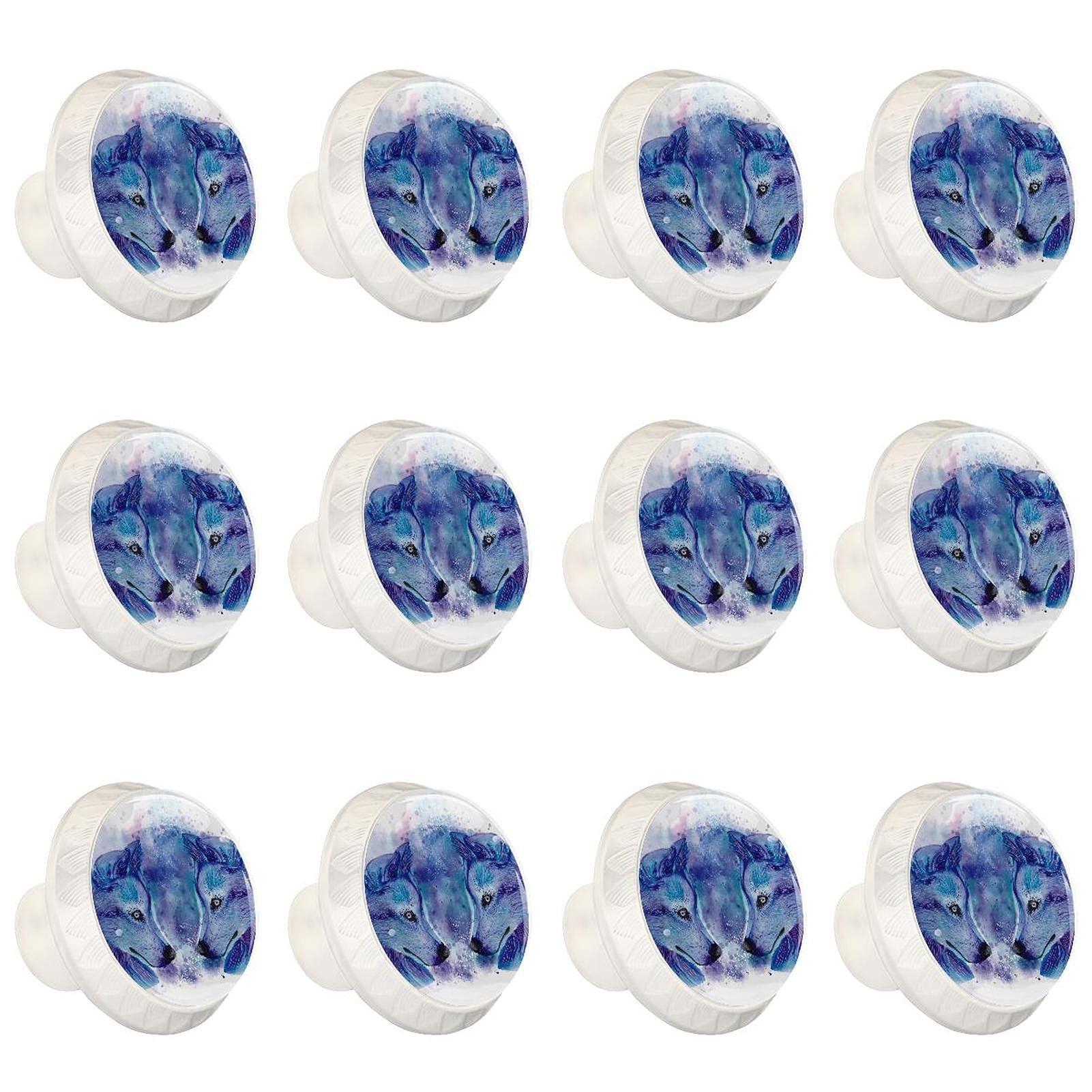 Boutons décoratifs ronds aquarelle loups pour relooker une commode de chambre