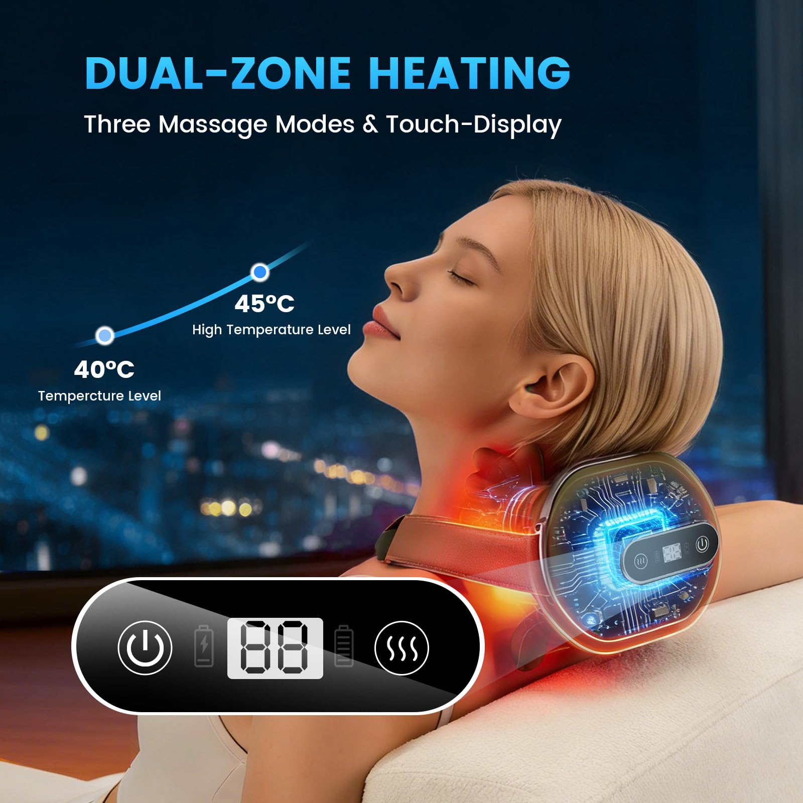 Appareil de Massage Cervical, 4D Robot Masseur avec 3 Réglages de Massage et 2 Niveaux de Chauffage, Main Massante Nuque Pour la Maison, le Bureau, les Voyages, Détend Les Muscles, Soulage la