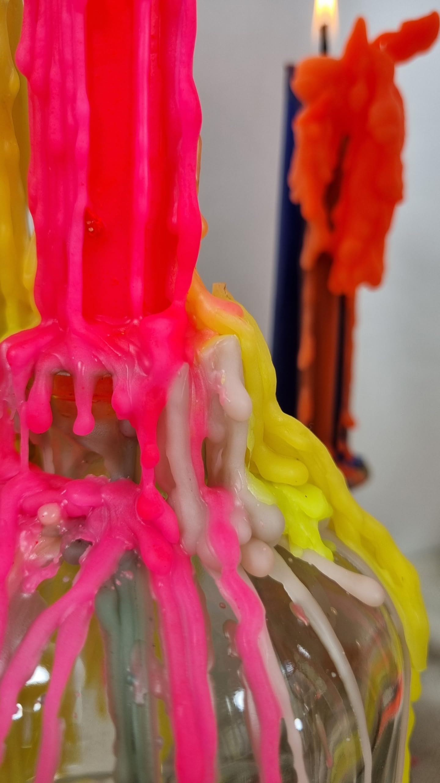 TROPFKERZEN 10er SET Tropfkerzen bunt perfekt zum betropfen Tropfenkerze, Tropfkerze für Flasche neon Farben Kerzen für Flaschen und Kerzenständer DIP DYE BUNT 10er