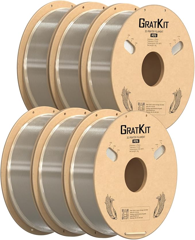 GratKit PETG 3D Printer Filament 6KG, PETG Filament 1.75mm, 3D Printing Filament...