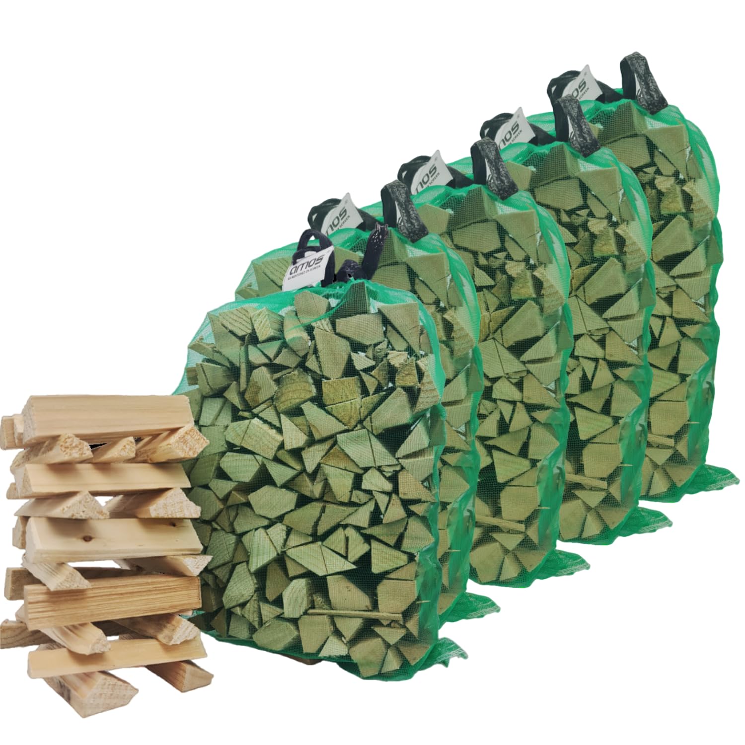 Amos Light Kiln-Dried Kindling Wood – 5 Bags (Approx. 15–20Kg), Eco-Friendly Easy- Natural Firelighters For Wood Burning Stoves, Bbqs, Pizza Ovens & Log Burners