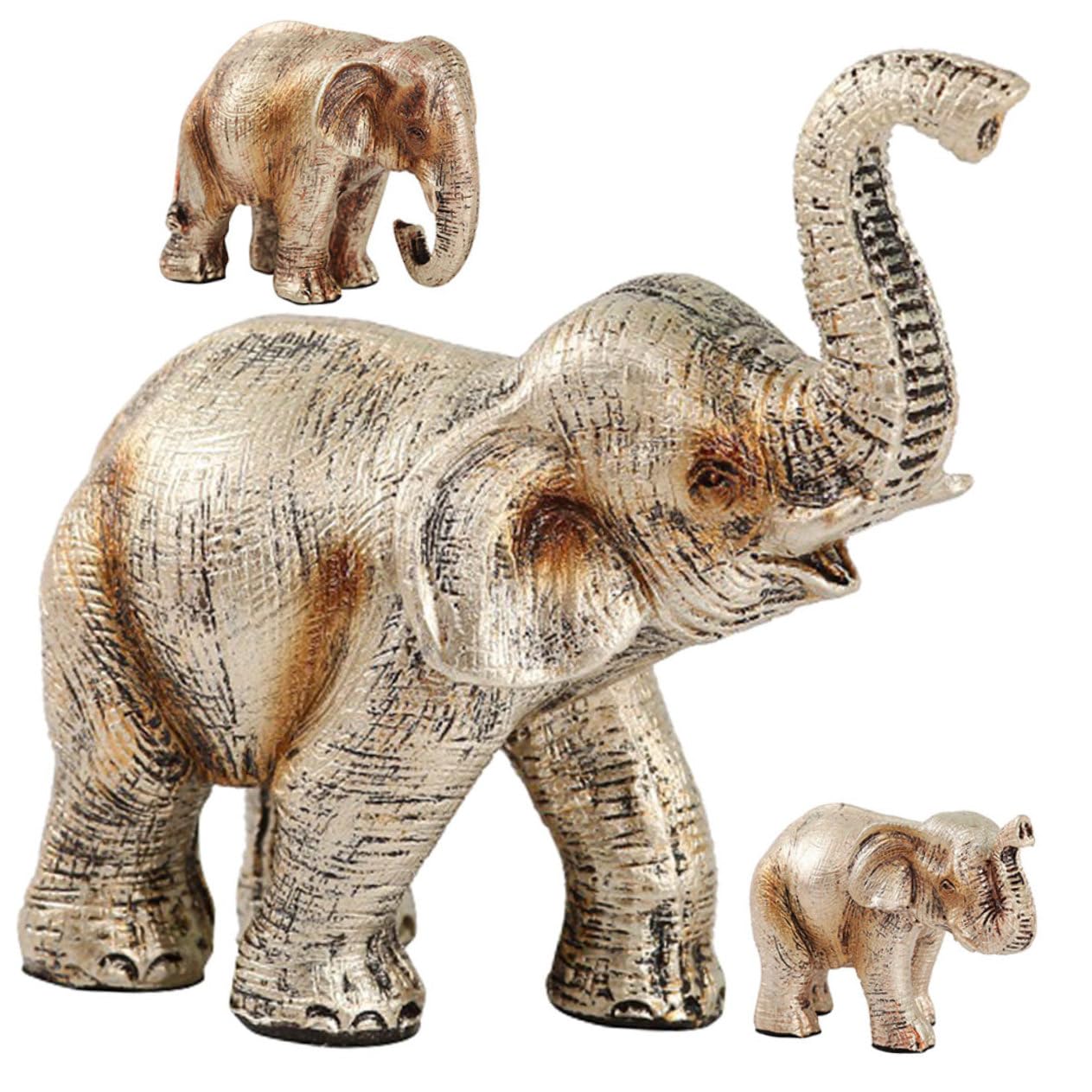 Abaodam 3pezzi Statuetta Elefante Resina Decorazione Nordic Per Ufficio e Casa Design Unico e Leggero Ornamentazione Elegante Per Interni e