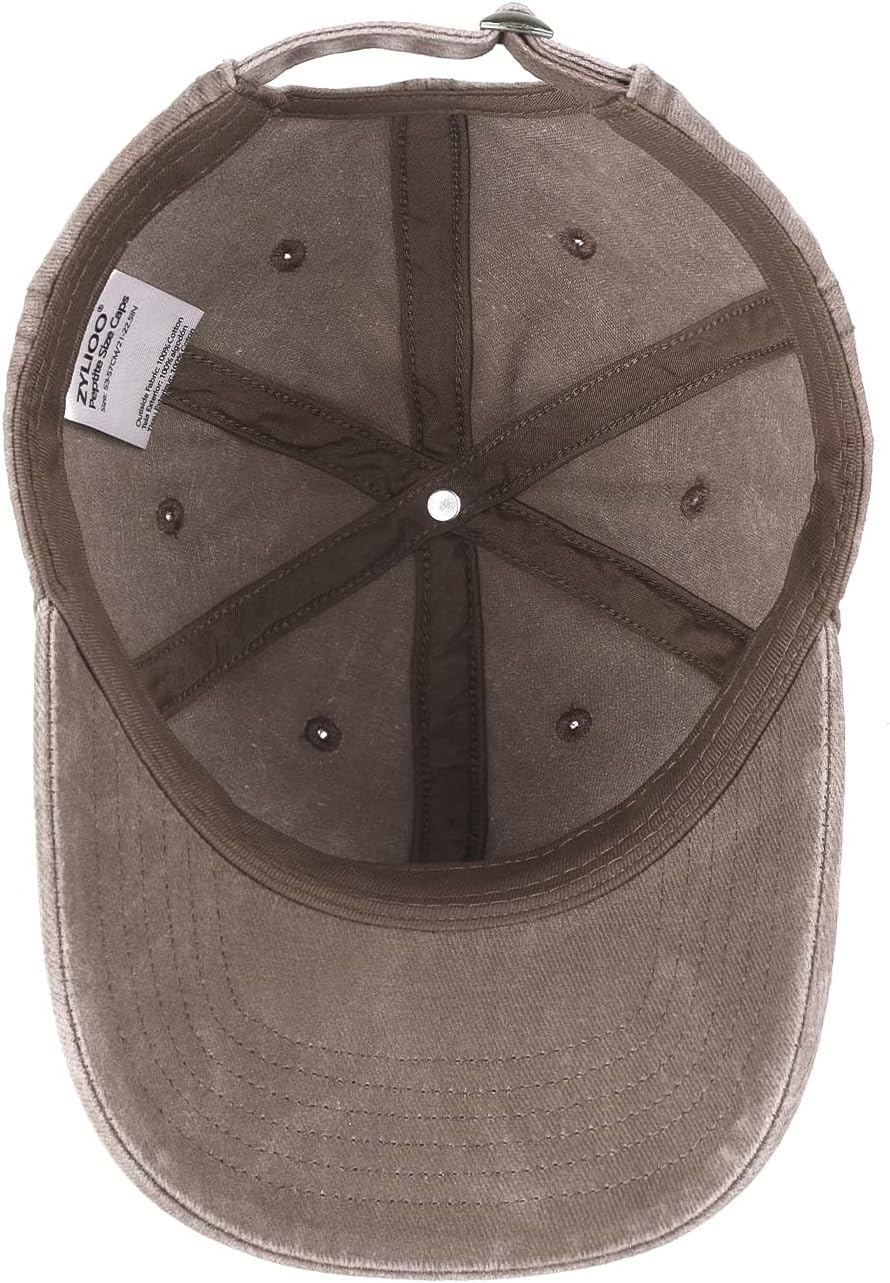 Zylioo Small Size Washed Denim Baseball Cap, Adjustable Dad Hat for Little Heads (21.3"-22"), Petite Fade Sports Cap