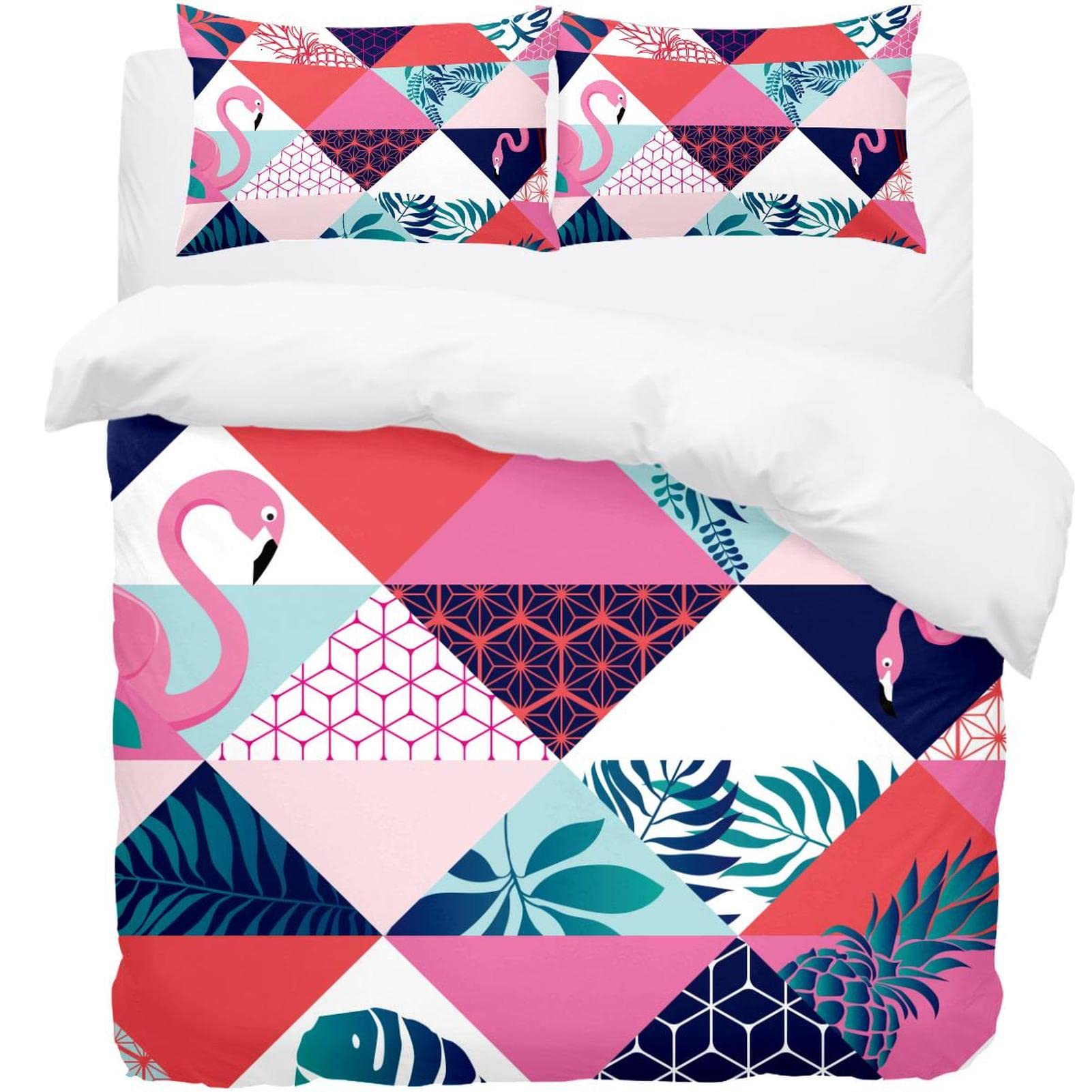 Housse de couette flamant rose anti-plis pour chambre d'adulte design et confortable