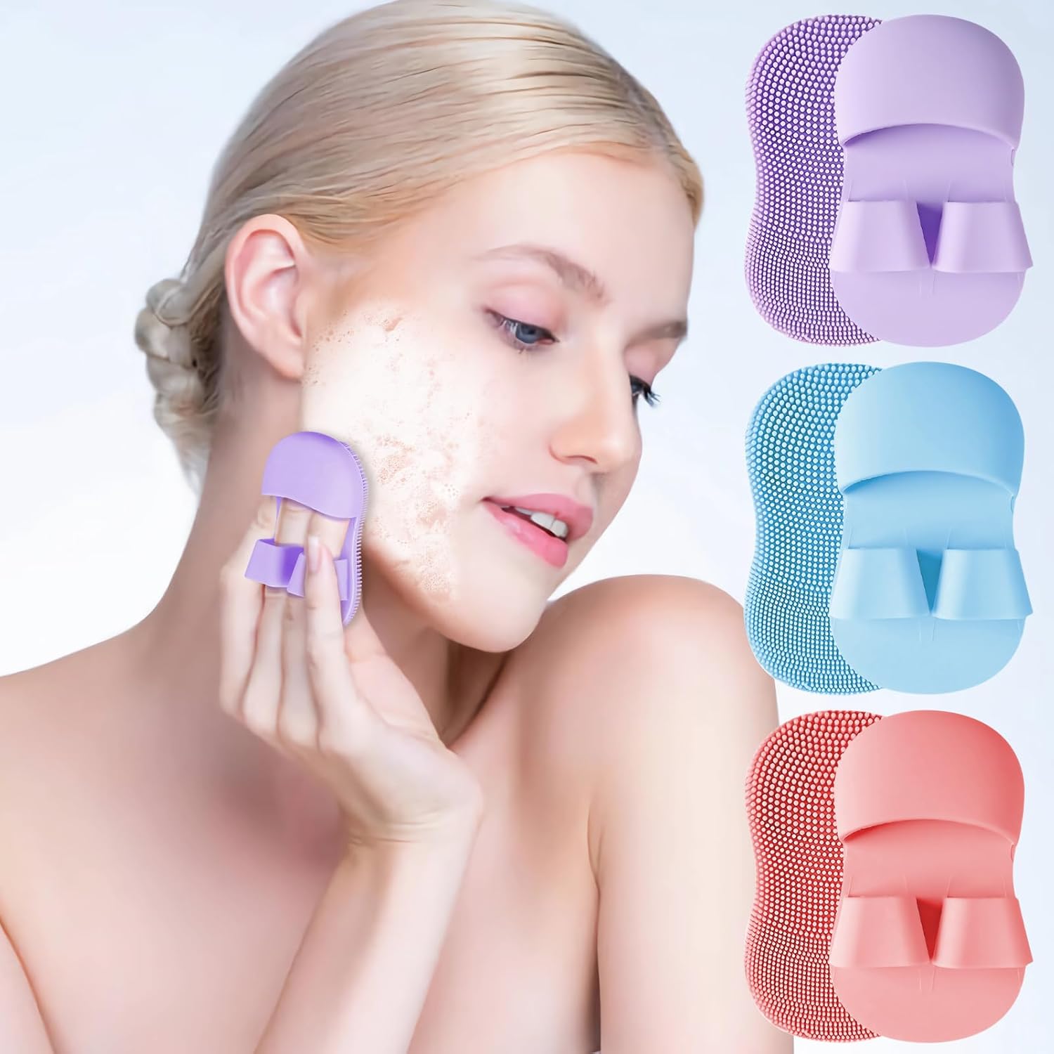Siliconen handmatige gezichtsreinigingsborstels, poriënreiniging, siliconen gezichtsborstel, reinigingsborstel voor de gevoelige huid, vrouwen en mannen verwijderen poriën, reiniging massage