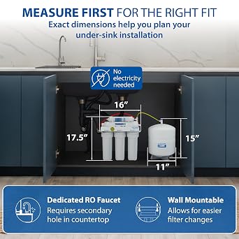 APEC Water RO-90, 5-Stage Under Sink Reverse Osmosis Water Filter System, NSF Certified 372 & 58, 90 GPD, Reduces 99% of Impurities