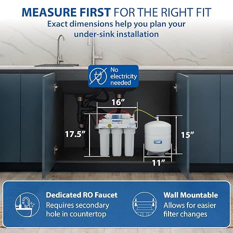 APEC Water RO-90, 5-Stage Under Sink Reverse Osmosis Water Filter System, NSF Certified 372 & 58, 90 GPD, Reduces 99% of Impurities