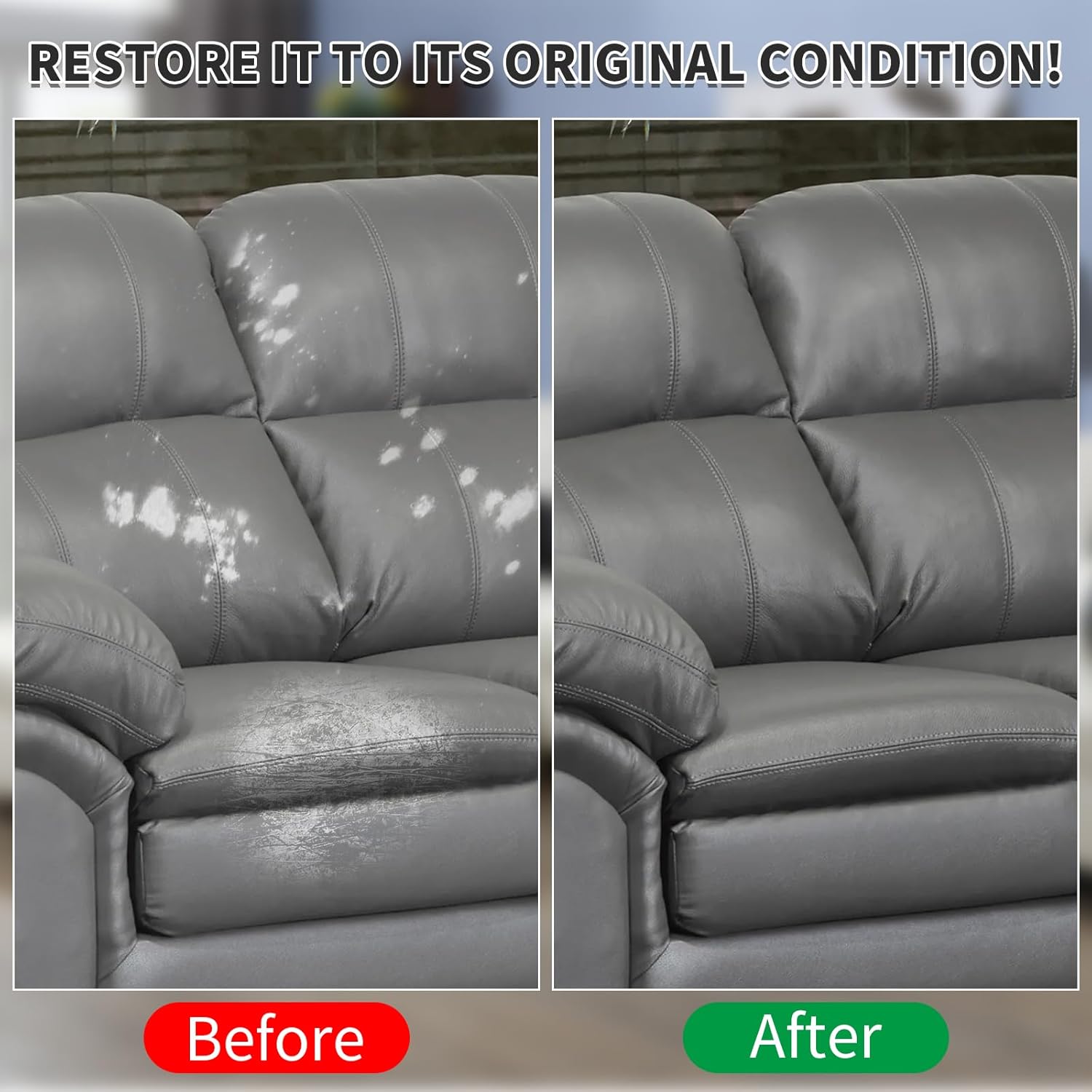 Dark Gray Leather Recoloring Balm,Leather Couch Scratch/Stain Remover,Leather Repair kit for Vinyl Furniture and Car Interior,Leather Dye Paint for Scratched and Faded Leather Couches - Image 4