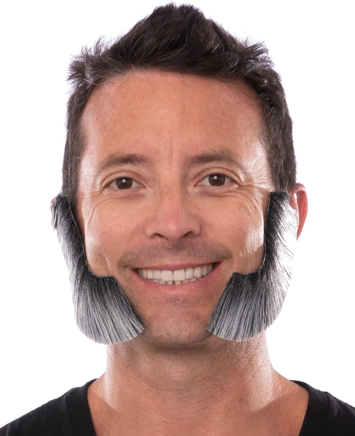 Fake Sideburns, Realistic Looking Mutton Chops with Adhesive (Dark Grey)