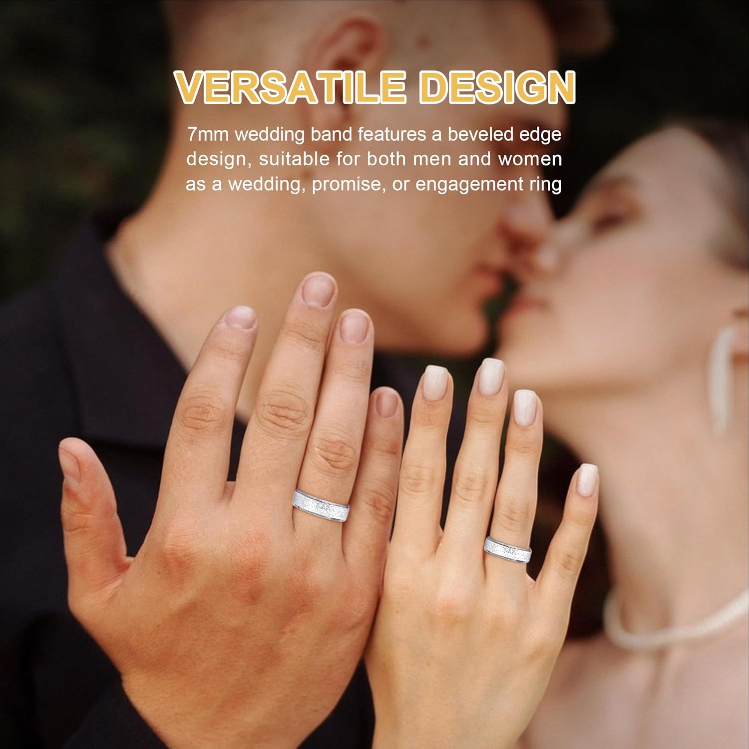 OreilleStar None Scratches Stainless Steel Rings for Men Women, 7mm Band Thumb Ring Sandblasted Outer Beveled Polished Inner Comfort Fit Mens Promise Engagement Ring Gold Silver Black Size 6-12 - Image 4