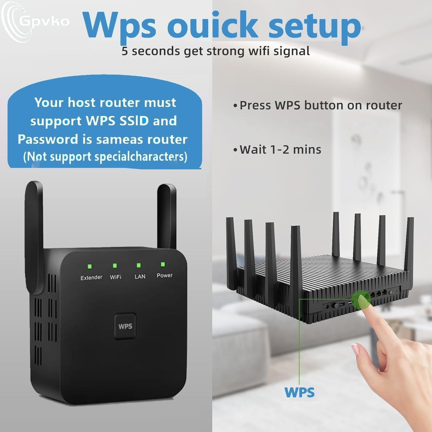 Extension WiFi 2026, amplificateur WiFi, répéteur WiFi, couvre jusqu'à 9 800 m² et 50 appareils, booster Internet – avec port Ethernet, configuration rapide, amplificateur de signal sans fil