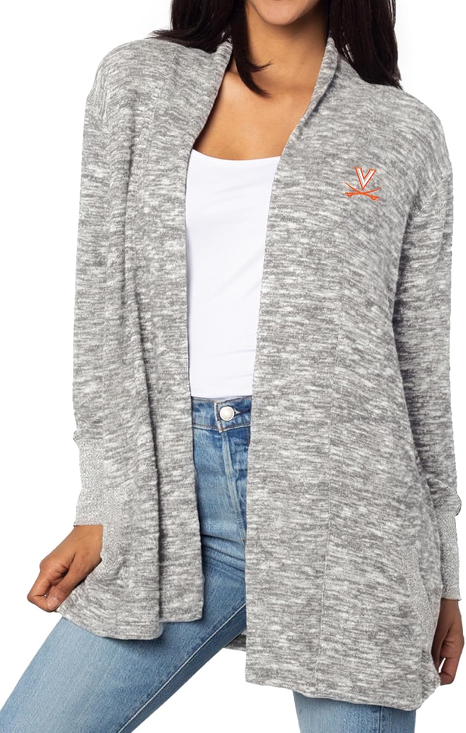 chicka-d Women's Cozy Fleece Cardigan Heather Grey