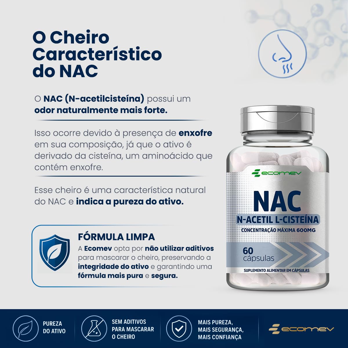 COLONISTA × NAC CONPE10 NAC N- Acetil L- Cisteína 600mg 60 Cápsulas - Ecomev | Amazon.com.br