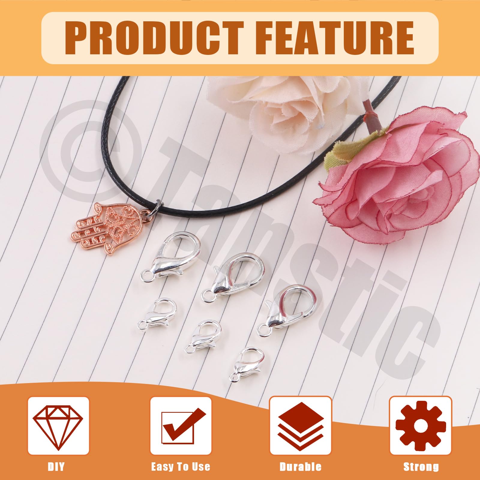 Tanstic 170Pcs Silver Lobster Claw Clasps with Open Jump Rings Kit, 10mm, 12mm, 14mm, 16mm - Image 4