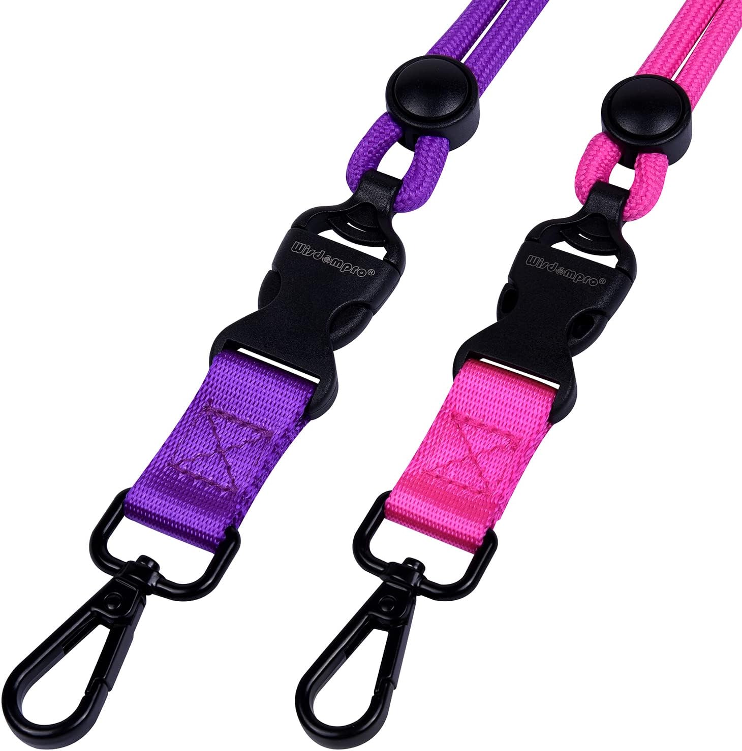 Wisdompro 2 Pack of 21 inch Durable Round Cord Heavy Duty Lanyard with Safety Breakaway Buckle, Detachable Buckle and Metal Hook for Keys, ID Card Badge Holders - Hotpink and Purple - Image 6