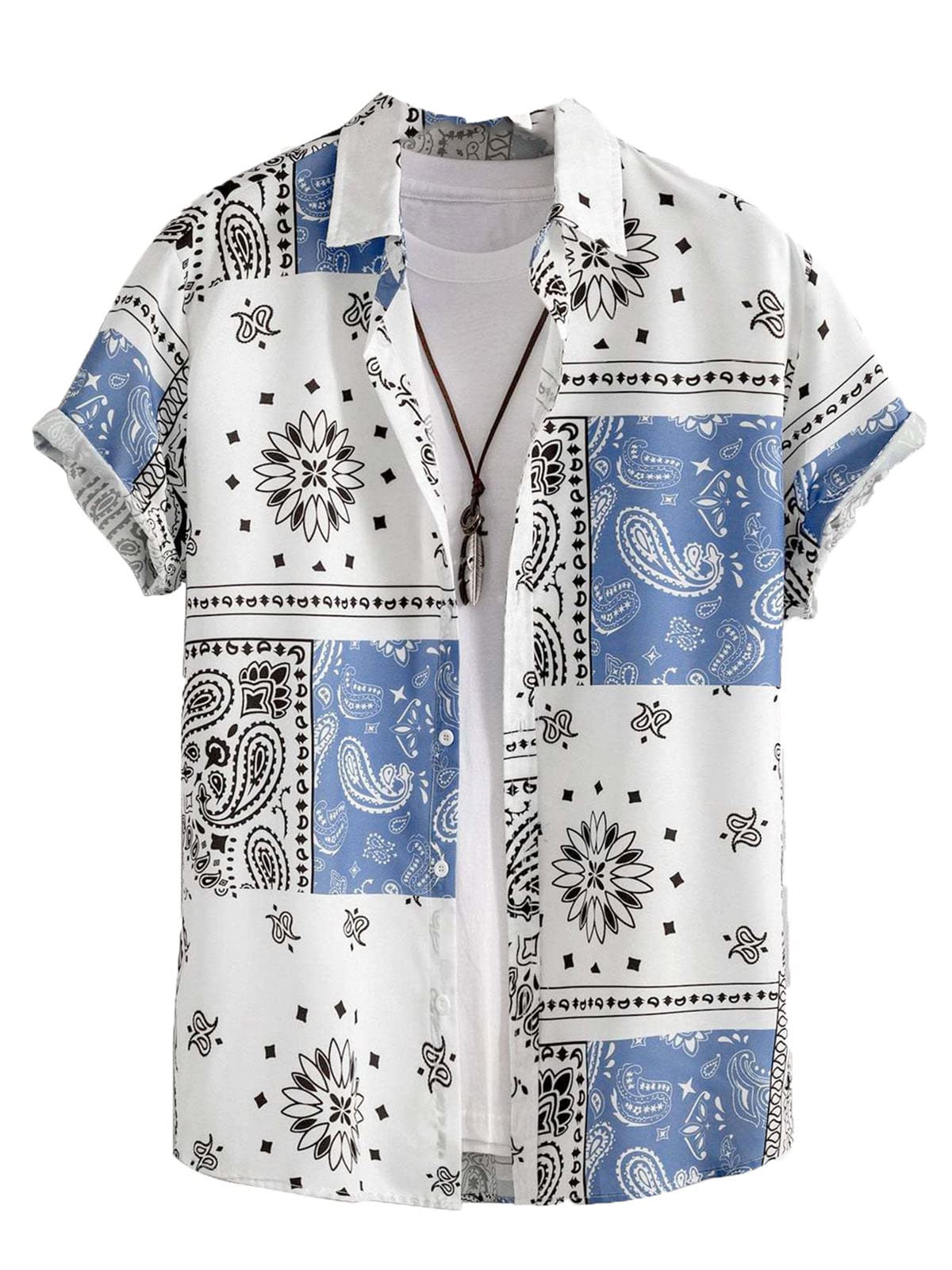 Maiiso Men's # 2 Vintage Button Down Short Sleeve Shirts Casual Lapel Blouse African Ethnic Style Pattern Top Summer Holiday Party Beach Shirt