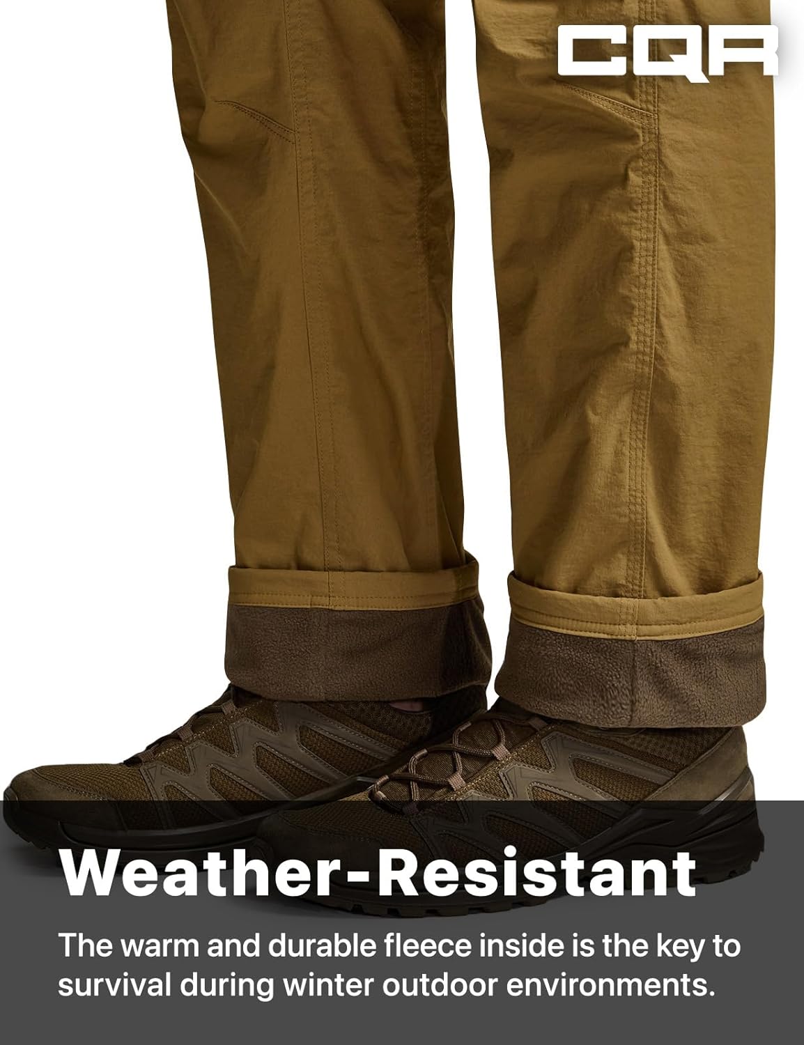 CQR Men's Winter Fleece Lined Pants, Water-Resistant Outdoor Stretch Work Pants, Windproof Casual Pants with Pockets - Image 8