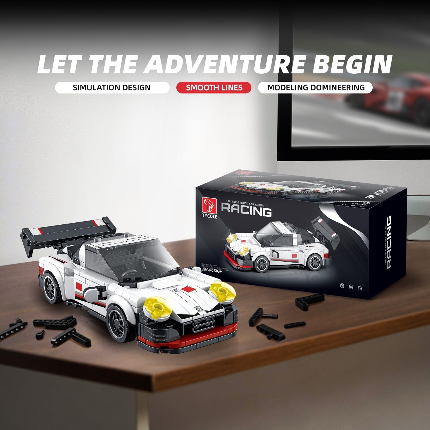 VGD Car Building Sets With Display Case, Classic Model Kits Speed Building Blocks Set, Cool Collectible Super Race Kit Birthday Gifts for Adults Sportscar Lovers Kids - 326PCS