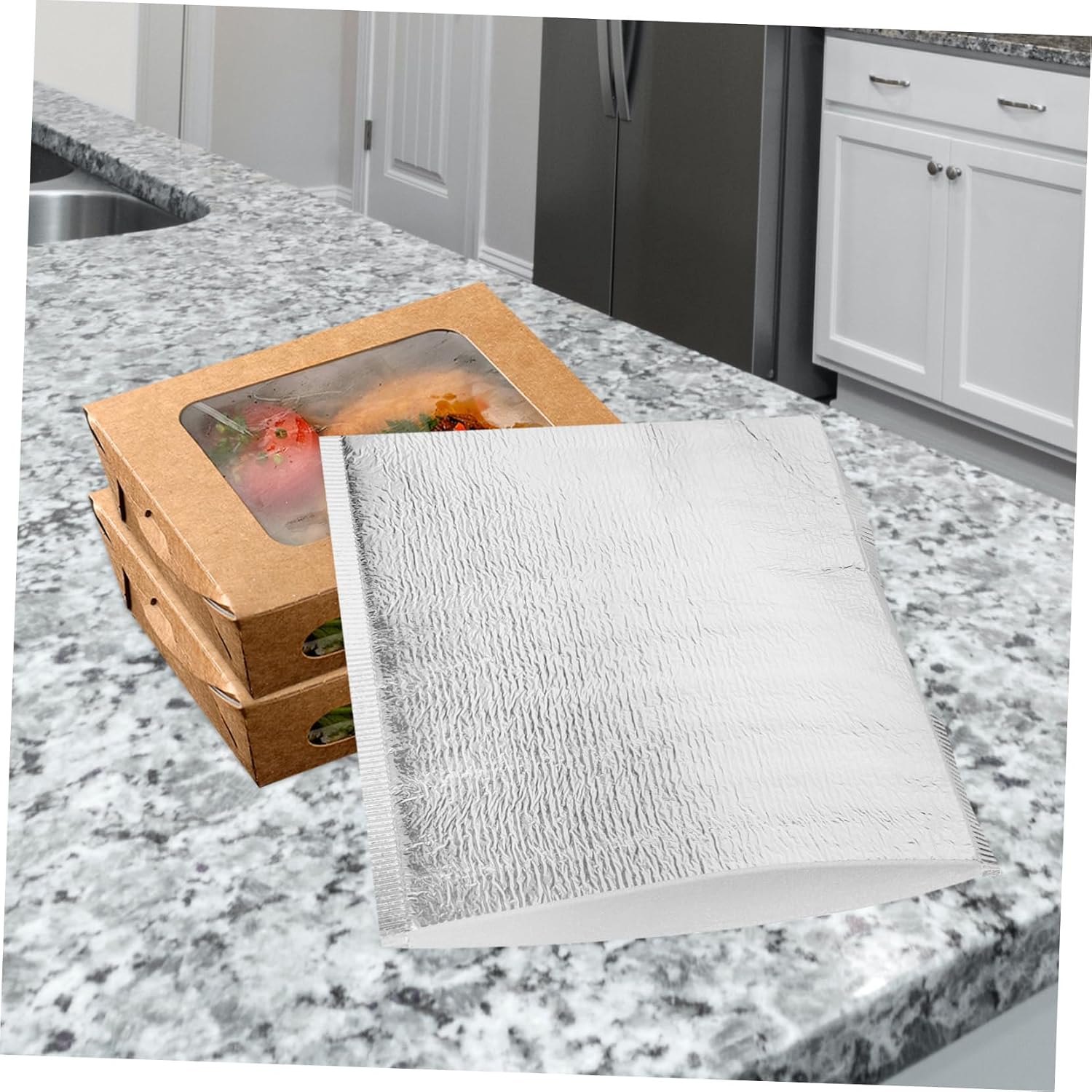VALICLUD 50Pcs Aluminum Foil Insulated Food Bags Disposable Thermal Cooler Bags for Takeout Portable Insulation Pouches for Outdoor Use