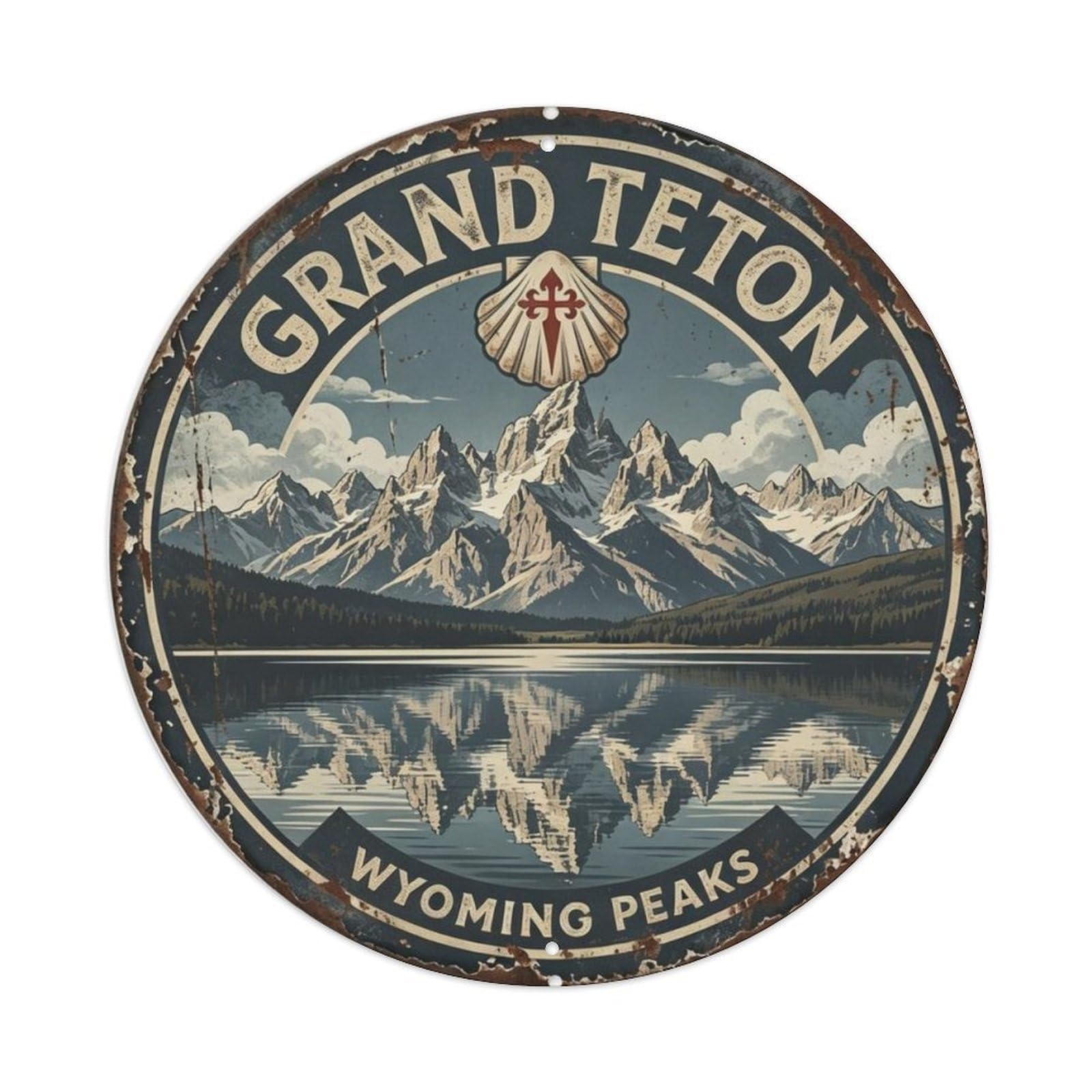 Grand Teton Wyoming Peaks Metal Tin Sign Plaque