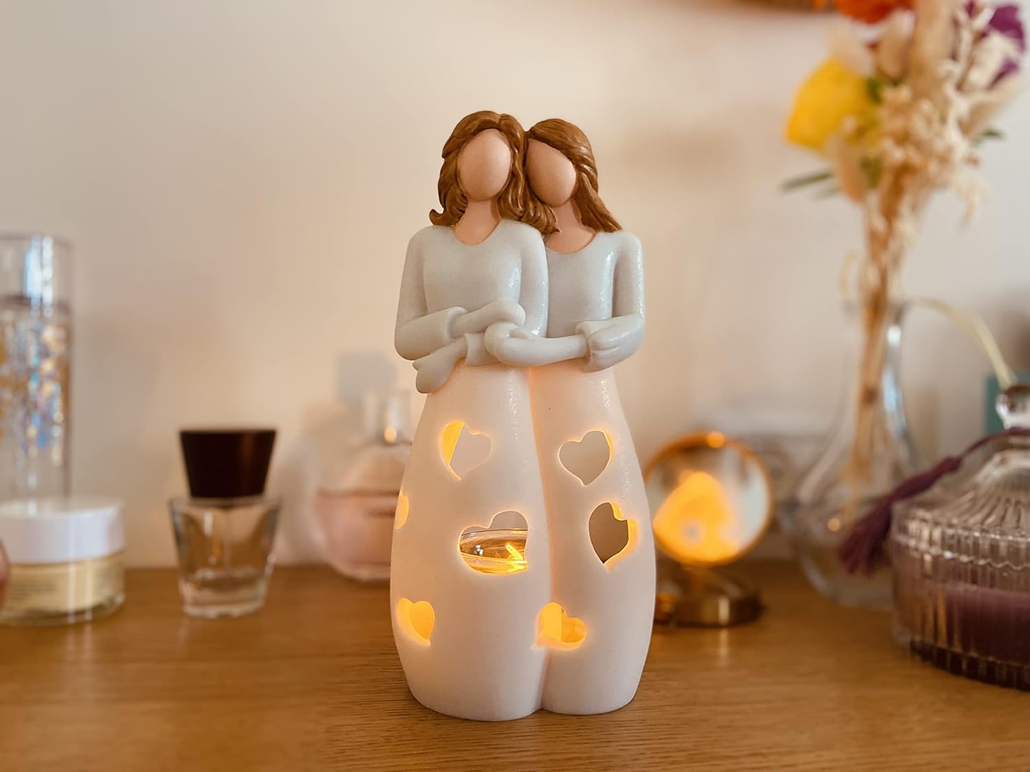 OakiWay Gifts for Mom from Daughter, Sisters, for Women - Candle Holder W/Flickering LED Candle - Mom & Daughter, Birthday Female Friendship Gifts : Home & Kitchen