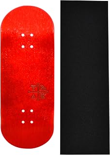 Teak Tuning Prolific Wooden Fingerboard Deck, Cherry Red - 34mm x 97mm - Handmade, Pro Shape & Size - Five Plies Wood Veneer - Includes Prolific Foam Tape