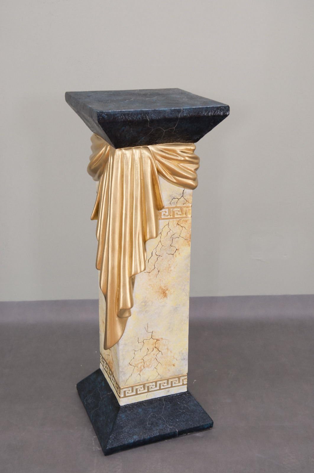 Column Greek Key Flower Column Base Plaster Decorative Column Marble OPTK Beautifully Hand Painted Flower Stand Antique