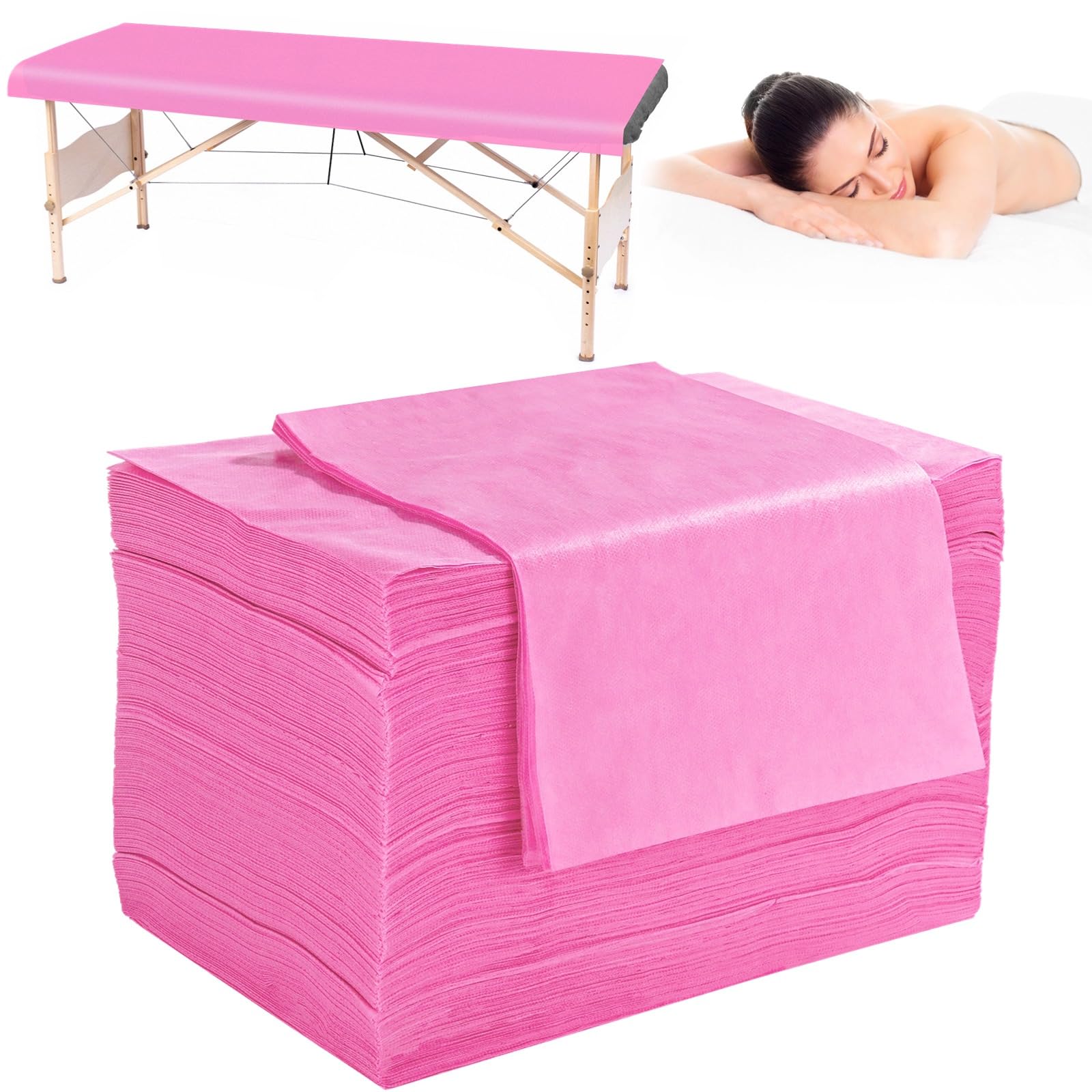 100 hojas desechables para mesa de masaje, 71 x 31.5 pulgadas, fundas desechables de cama de masaje de tela no tejida transpirable, sábana de higiene de un solo uso para centros de spa, salones de