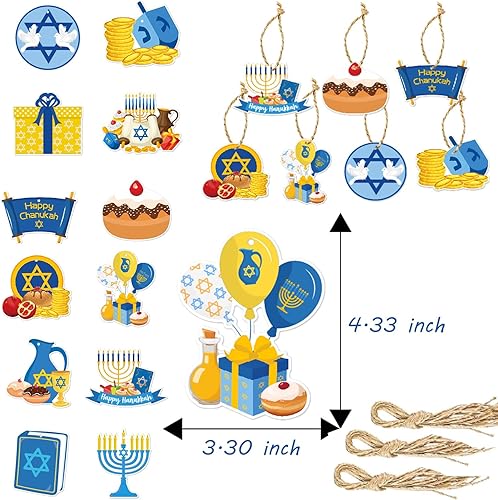 Miniatura 4 de 30 piezas de decoración para fiestas de Hanukkah – decoración de fiesta de Navidad Chanukah fiesta de cumpleaños suministros para decoración del