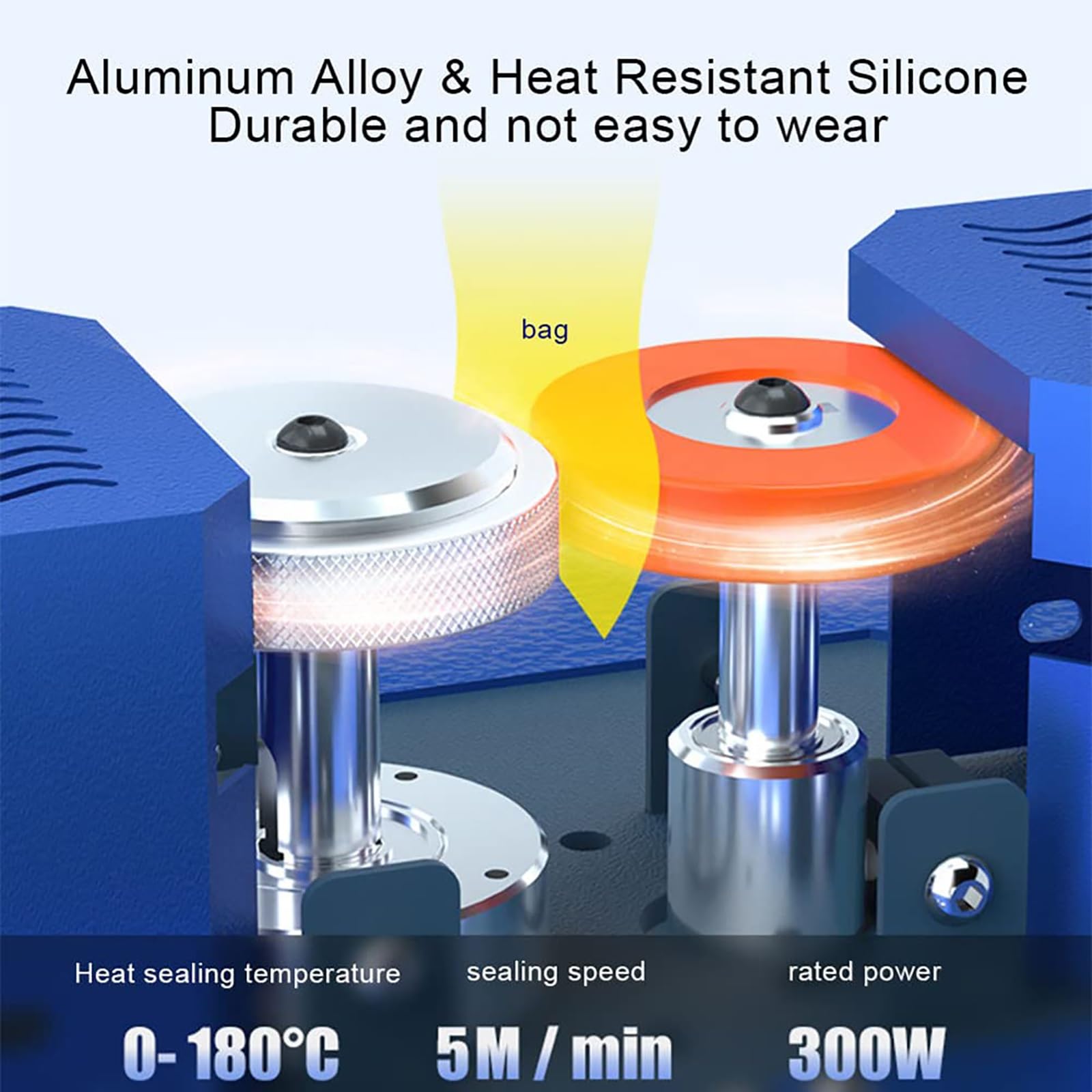 Macchina di sigillamento continuo, Sigillatrice automatica di calore del sacchetto di plastica, Sigillante a nastro in acciaio inossidabile per sacchetti e film in PVC, Potenza 300W