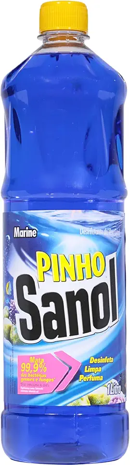 Sanol Desinfetante Líquido Para Uso Geral Pinho Marine 1 Litro Azul