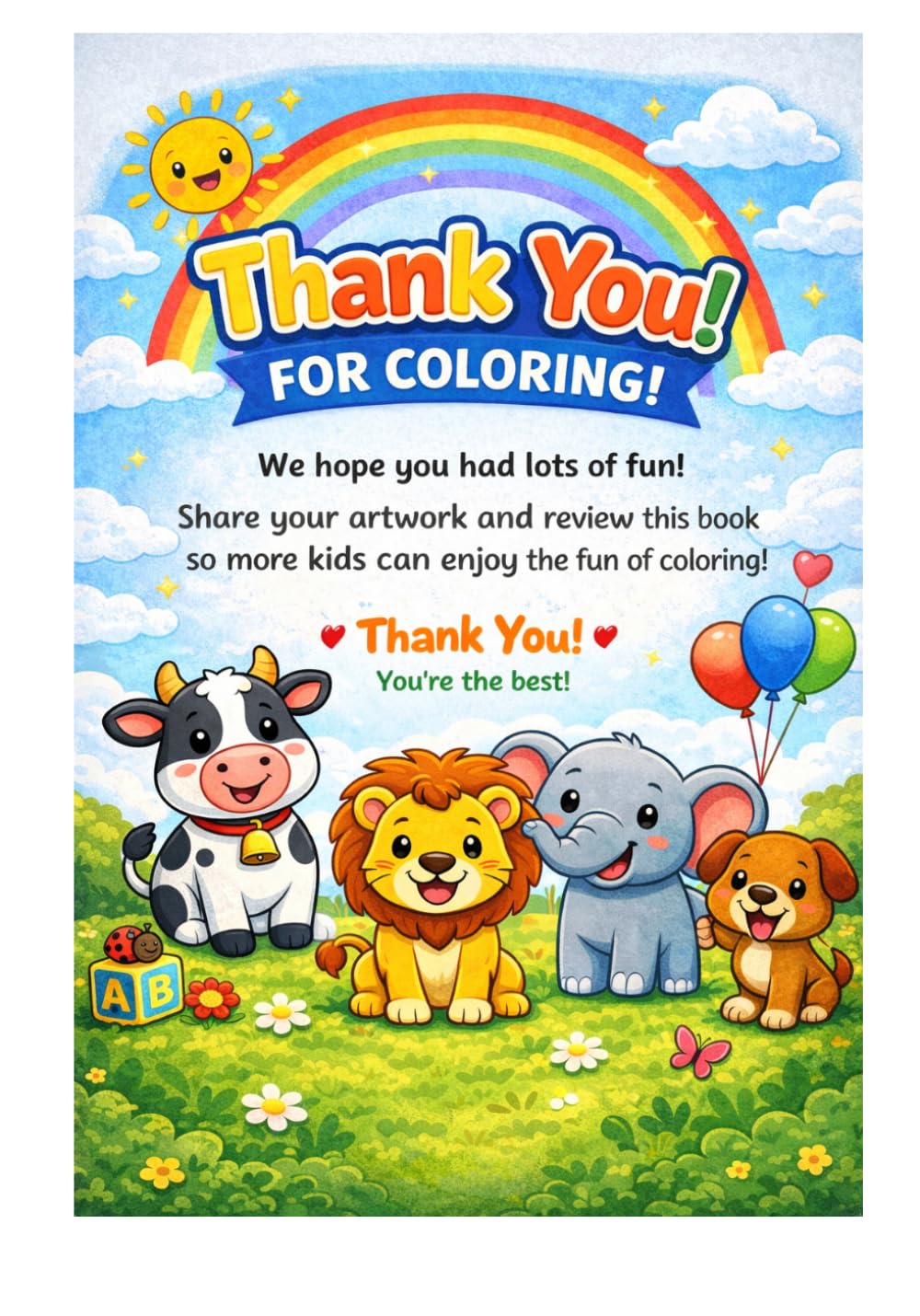 Cute Animals Coloring Book for Kids Ages 3-10: Fun and Easy Animal Coloring Pages for Boys and Girls