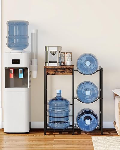 Miniatura 2 de Soporte para jarra de agua de 5 galones, organizador de botellas de agua, soporte de botellas de 3 niveles con cajón, piezas de repuesto para
