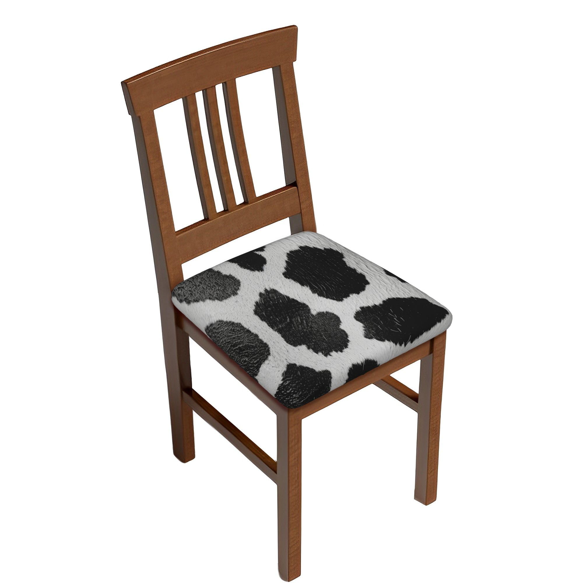 Dining Chair Seat Covers Set of 4, Black White Animal Spots Texture Print Chair Seat Protector Cushion Slipcovers Anti-dust Dining Room Seat Covers