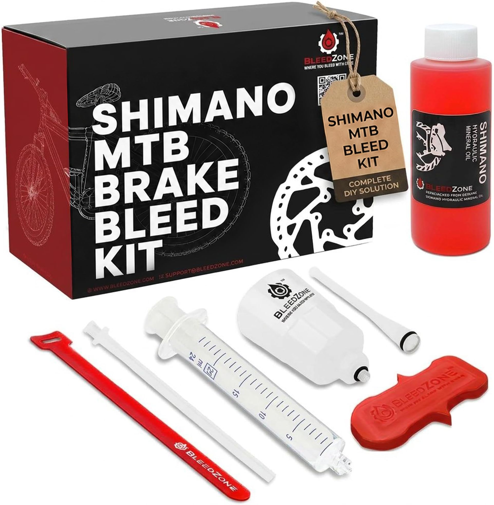 Shimano Brake Bleed Kit with Mineral Oil – Hydraulic Brake Kit for Shimano Disc Systems, Bike Bleeder Tools for MTB Maintenance