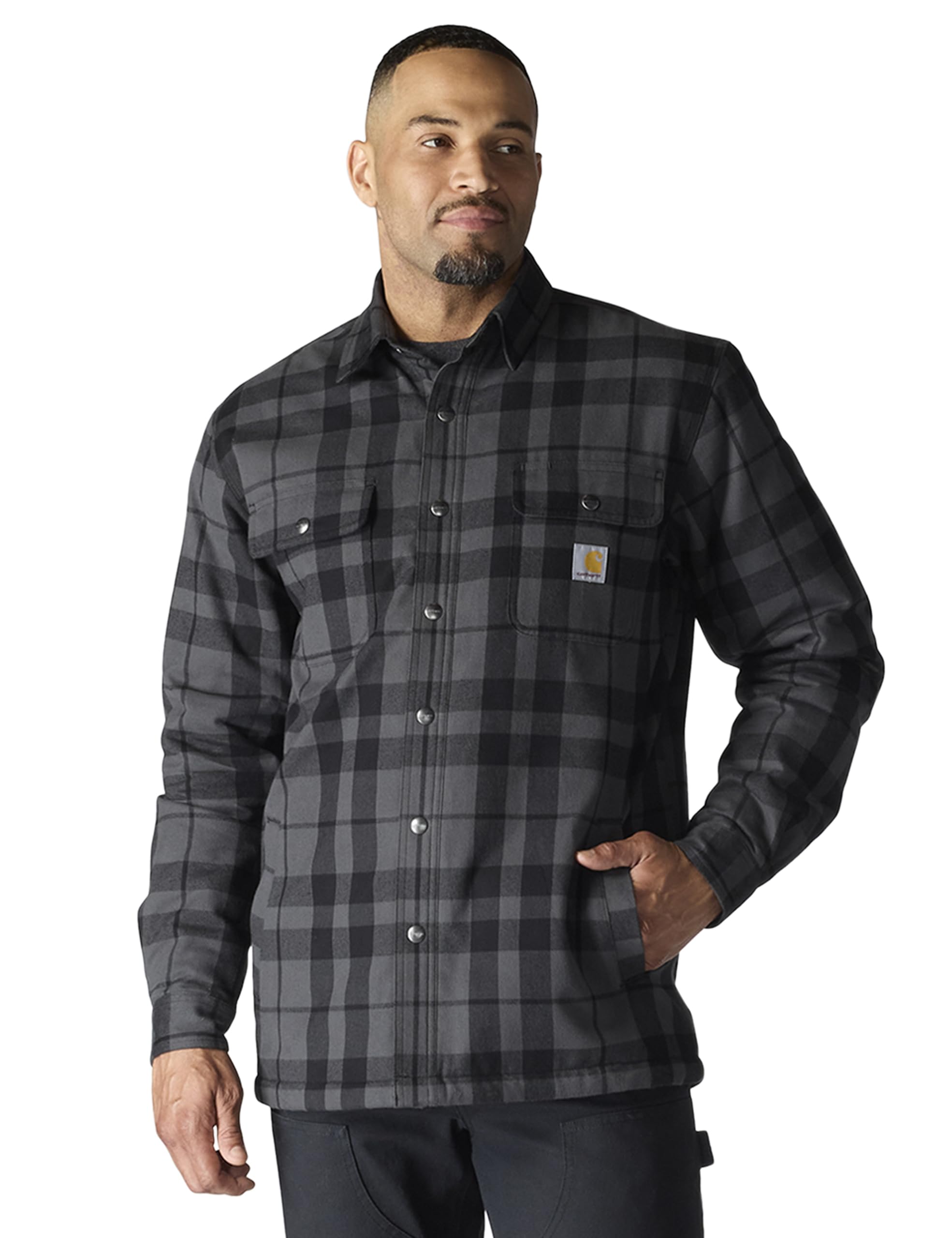 Carhartt Mens Relaxed Fit Flannel Sherpa-Lined Shirt Jac